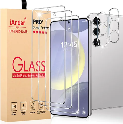 Vista 9 de Paquete de 3 protectores de pantalla para Galaxy S22, paquete de 3 protectores de lente de cámara con bandeja de fácil instalación, compatible