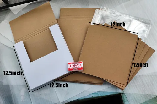 Vista 2 de Juego de cajas de envío LP blancas para discos de vinilo, 12.6 x 12.6 x 1 pulgada, cajas de cartón corrugado, caja de papel (5)