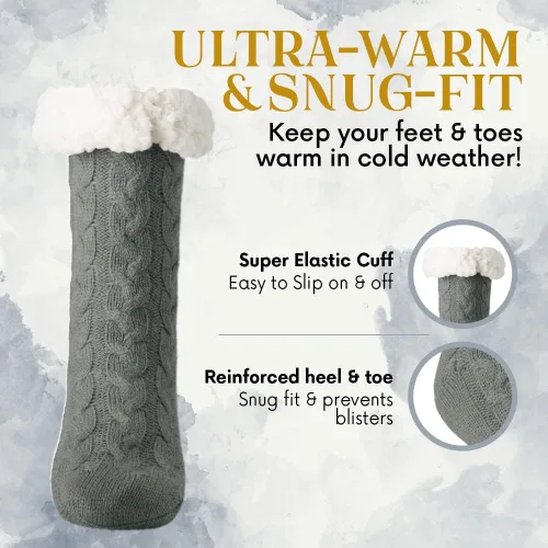 Vista 2 de Debra Weitzner Calcetines peludos para mujer, con forro polar, sherpa de Navidad, súper suaves, cálidos y esponjosos