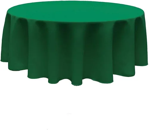 Vista 2 de New Creations Fabric & Foam Inc, Mantel redondo de popelina de poliéster sin costuras, fabricado en Estados Unidos, (negro, 81 pulgadas redondo)