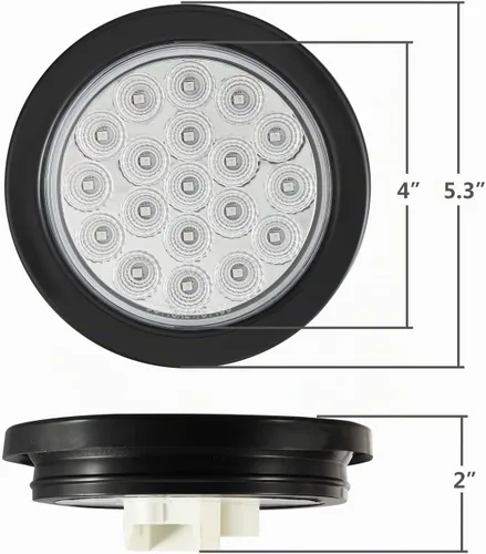 Vista 5 de Partsam 2 luces traseras redondas de doble revolución de 4 pulgadas a luces auxiliares azules, 19 diodos con ojales de goma de 3 clavijas