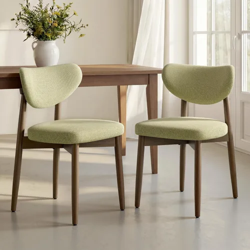 Vista 13 de VASAGLE Juego de 2 sillas de comedor de madera, sillas de cocina tapizadas con patas de madera maciza, respaldo curvado ergonómico, mango integrado