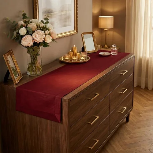 Vista 29 de Luxe Shine™ by D'Moksha - Camino de mesa negro de 36 pulgadas, elegante camino de mesa de seda, lavable a máquina, 14 x 36 pulgadas para tocador