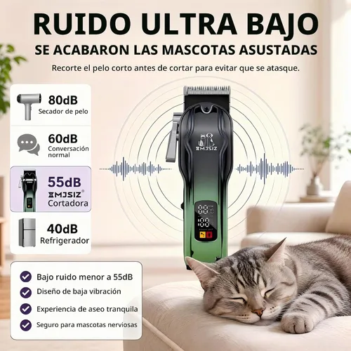 Vista 3 de Kit de aseo para perros, cortaúñas inalámbricas para perros y gatos Verde