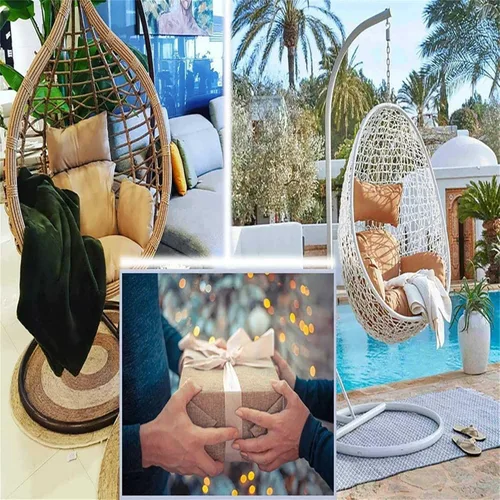 Vista 2 de Cojín para silla con columpio, impermeable, suave, para colgar huevos, para patio, con almohada, para interiores y exteriores
