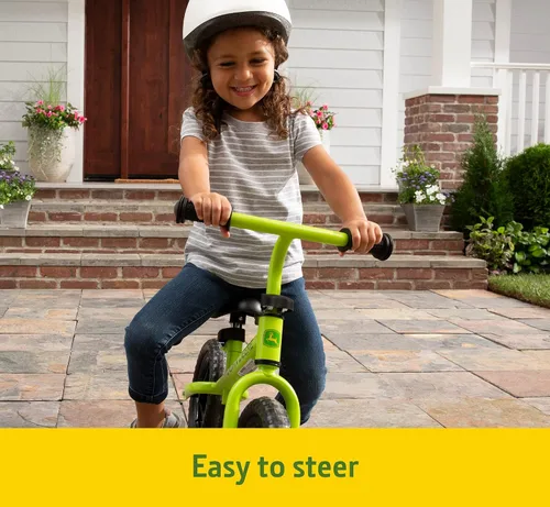 Vista 4 de TOMY John Deere - Bicicleta de equilibrio para niños y niñas de 10 pulgadas, resistente y ligera, bicicleta para niños pequeños con barras de mango