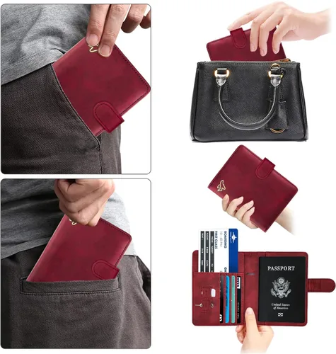 Vista 7 de WALNEW Funda para pasaporte de viaje, pasaporte, tarjetero, cartera