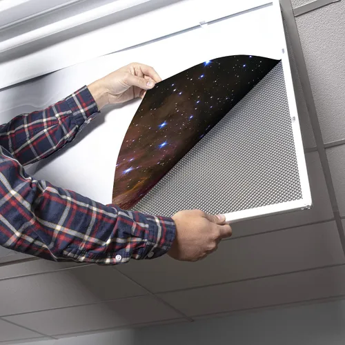 Vista 4 de Cubierta de luz fluorescente para luces de techo de aula, inserto de película retroiluminada de alta calidad, 2 x 4 (22.38 x 46.5 pulgadas)