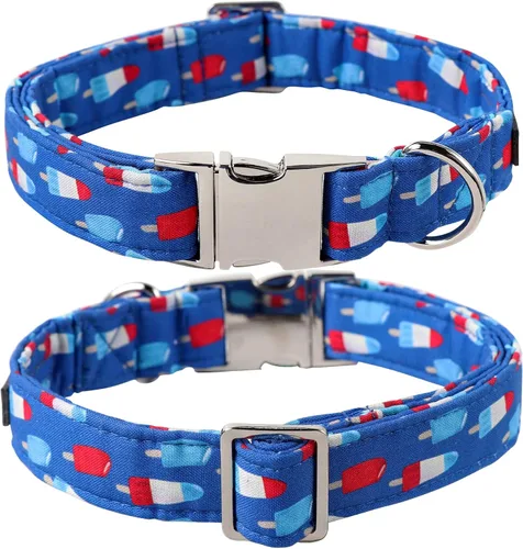 Vista 179 de Lionet Paws Collar de perro de Halloween con corbatín, bonito collar de algodón ajustable con hebilla de metal para perros pequeños, medianos y A