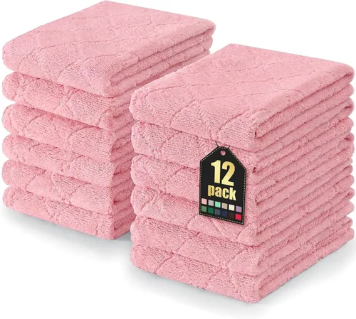 Vista 48 de Homaxy - Paquete de 12 trapos de cocina (13 x 19 pulgadas, marrón), de terciopelo coral supersuaves y absorbentes para lavar platos, paño