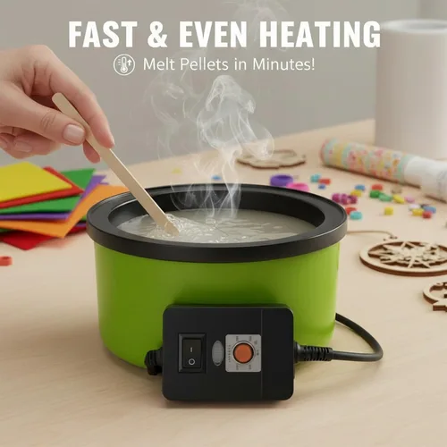 Vista 3 de Olla eléctrica de pegamento para manualidades con pellets de 1 libra, temperatura ajustable de 225-400 °F, olla caliente de 5.4 fl oz, diámetro