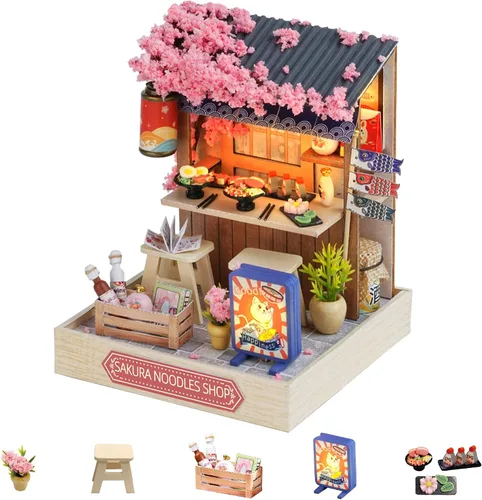Vista 13 de Flever Kit de casa de muñecas en miniatura para bricolaje, habitación creativa con muebles para un regalo romántico de San Valentín