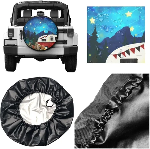 Vista 4 de Cool Campers - Cubierta de neumático de repuesto para remolques de viaje, impermeable, protección solar UV, se adapta a camiones, SUV, cubiertas