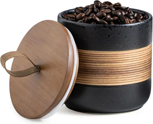 Vista 9 de Miamolo Tarro de cerámica con tapa, pequeño recipiente de café para café Beige