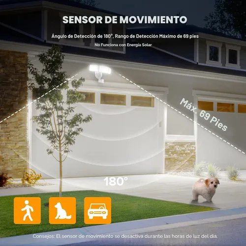 Vista 3 de LUTEC Luces de Seguridad LED de 72W 7500LM con Sensor de Movimiento para Exteriores, 5000K Luz de Día, IP65 Resistente al Agua, de Anochecer a Blanco
