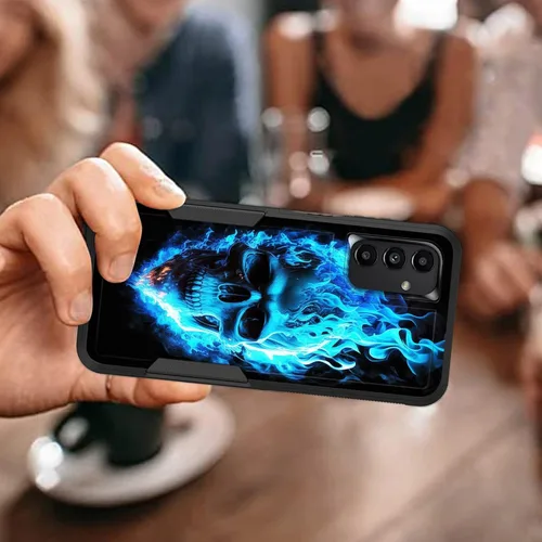 Vista 43 de Funda para Galaxy A14 5G, resistente de doble capa híbrida de policarbonato duro, goma suave, a prueba de golpes, funda protectora resistente