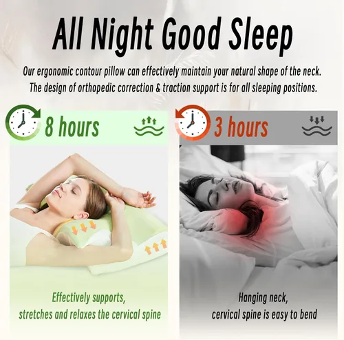 Vista 7 de Almohada cervical para el cuello para el dolor de cuello, alivio de ronquidos, apnea del sueño, almohada ergonómica para dormir lateral y espalda