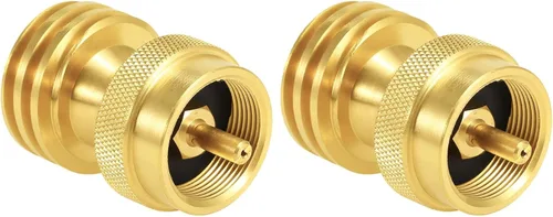 Vista 8 de Joywayus Adaptador ahorrador de latón macizo, convertidor de adaptador de propano redondo de 1 libra, botella pequeña universal para parrilla de gas