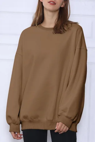 Vista 3 de Trendy Queen Sudaderas de gran tamaño para mujer, sudaderas con capucha de forro polar con cuello redondo, suéteres cómodos, ropa de otoño e
