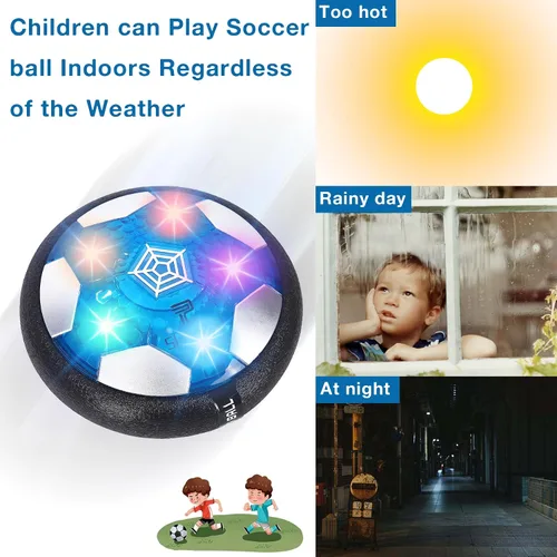 Vista 7 de OurHonor Pelotas de Fútbol Flotantes, Juego de 2 en 1 de Fútbol Flotante con Luz Nocturna LED en Forma de Estrella, Juego de Deportes