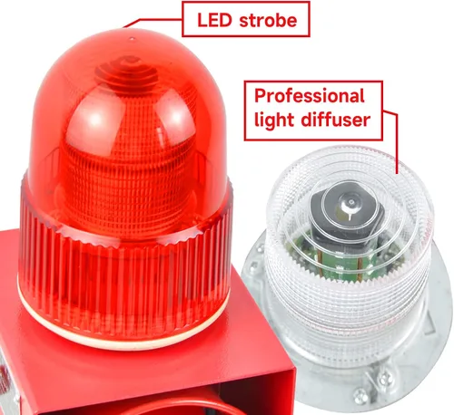 Vista 6 de Y DIANS Timeable Alarm Siren Outdoor or Indoor 120dB Emergency Siren 25W Security Alarm Systerm with Timer, LED Strobe Light for Industry Mine