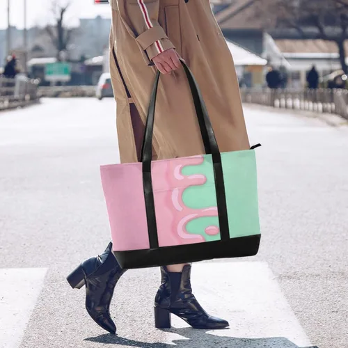 Vista 2 de Diseño de goteo rojo claro en verde claro portátil caso portátil con cremallera maletín bolsas para mujeres trabajo con pañal maletín ejecutivo