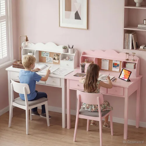 Vista 8 de FUNKOCO Muebles de Oficina en Casa Escritorio de Escritura, Estación de Trabajo para Computadora de 36 Pulgadas con Estante Superior Desmontable 1