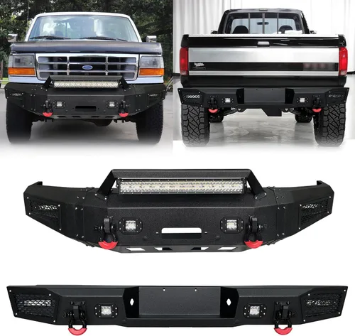 Vista 16 de Textura de parachoques delantero y trasero negro compatible con F150 2009 2010 2011 2012 2013 2014 (excluyendo Raptor y Ecoboost) con placa