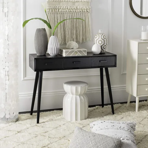 Vista 2 de Safavieh Home Albus Mid-Century - Mesa consola moderna de 3 cajones color negro