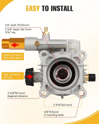 Vista 3 de OCPTY Bomba de lavado a presión horizontal de 3/4 eje 3000 PSI 2.5 GPM Bomba de repuesto para lavadora eléctrica apta para Troybilt, para Simpson