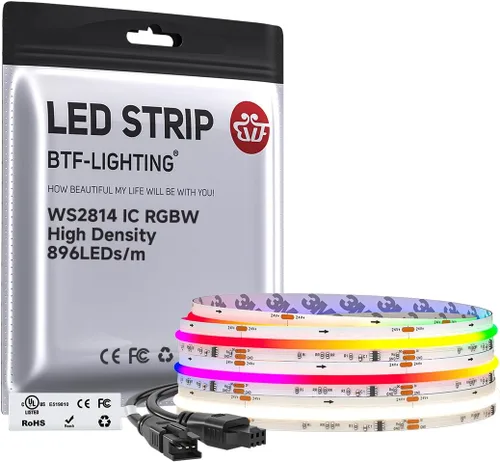 Vista 14 de BTF-LIGHTING Tira LED FCOB COB WS2814 IC RGBW 6000K Flexible de Alta Densidad con Efecto de Persecución de Color Uniforme 3m DC24V 896LED/m 16IC/m