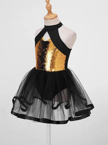 Vista 106 de CHICTRY Vestido tutú de ballet con lentejuelas brillantes para niñas y niñas, moderno disfraz de baile latino de jazz