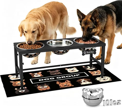 Vista 17 de ADENGL Cuenco elevado de metal para perros, soporte elevado para comedero de perros de 10" de alto con 2 cuencos de acero inoxidable de 42oz