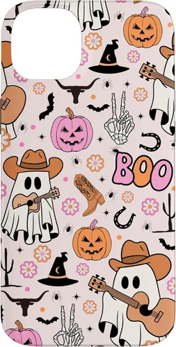Vista 15 de Spooky Ghost Cowboy Cute Halloween Boo Western Retro Pastel Case for iPhone 17
