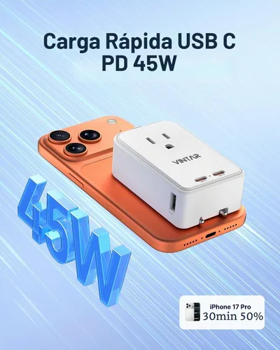 Vista 2 de VINTAR 45W Universal Travel Adapter, Ultra Thin International Power Adapter