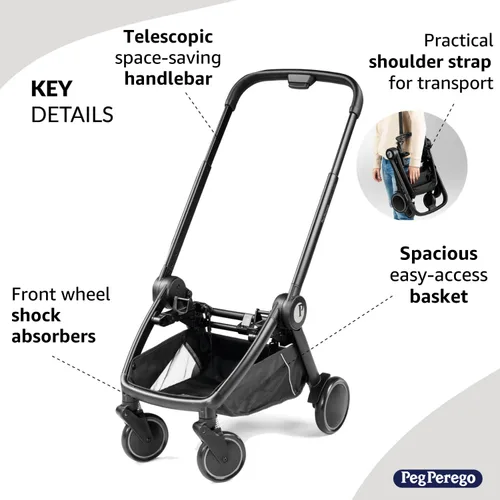 Vista 4 de PEG City Loop Frame Only - Compacto y apto para viajes aéreos, color negro Compact Travel System - Air Travel Friendly - Compatible with all Primo
