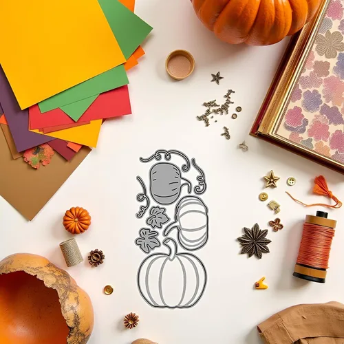 Vista 8 de Troqueles de corte de marco de calabaza para hacer tarjetas, borde de encaje, plantillas de corte de calabaza para álbumes de recortes, álbum