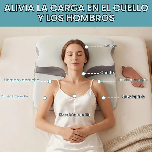 Vista 5 de ROYALAY Almohada cervical cervical para aliviar el dolor de cuello y hombros, núcleo ergonómico de espuma viscoelástica con funda de enfriamiento