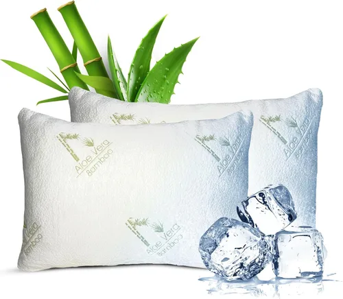 Vista 8 de Sacred Thread Almohada de espuma viscoelástica, firmeza ajustable, suave, con infusión de aloe, almohadas refrescantes para dormir, espalda