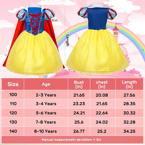 Vista 7 de Latocos Disfraz de princesa para niñas, paños de vestir para niña pequeña con accesorios para peluca, cumpleaños, Halloween, cosplay