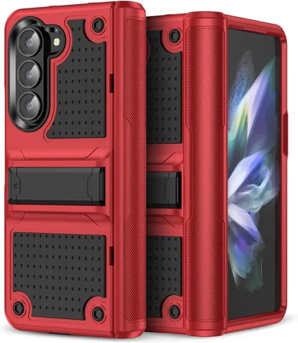 Vista 22 de Jeylly Funda para Samsung Z Flip 3, Z Flip 4, de grado militar, a prueba de golpes, con soporte estable, protección de bisagra, cubierta resistente