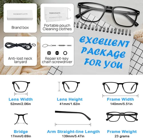 Vista 7 de Lightweight Reading Glasses Men Women Square Spring Hinges Readers 1.00 1.25 1.50 1.75 2.00 2.25 2.50 2.75 3.00