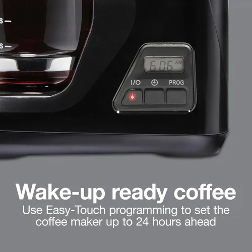 Vista 4 de Proctor Silex FrontFill - Cafetera de goteo, digital y programable, jarra de vidrio de 12 tazas, color negro y plateado (43685PS) Jarra de vidrio