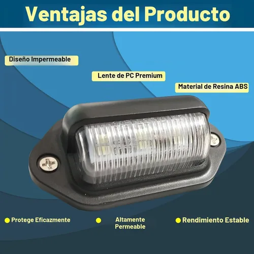 Vista 4 de 2 luces LED ámbar amarillas para placa de matrícula, 12V-24V DC impermeable 6-SMD lámpara de placa de matrícula luz trasera, para camión SUV