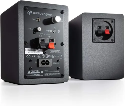 Vista 2 de Audioengine Sistema de música para el hogar A1 Altavoces estéreo Bluetooth aptX para estantería Conexión con cable o inalámbrica, entrada
