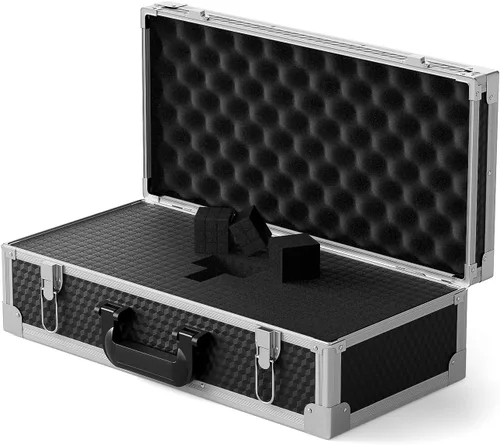 Vista 7 de Phenyx Pro Estuche de Transporte con Marco de Aleación de Aluminio con Espuma Pick and Pluck Precortada en Cubitos de Una Capa, Ideal