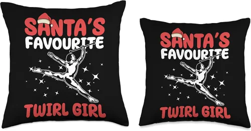 Vista 3 de Baton Twirling & Majorette Dance Designs Almohada con diseño navideño de niña para Baton Twirler, 16 x 16 pulgadas, multicolor