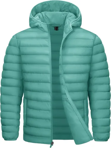 Vista 16 de TACVASEN Chaqueta Puffer Ligera para Hombre con Capucha Resistente al Agua a Prueba de Viento Chaqueta Aislante Acolchada con Forro Abrigos