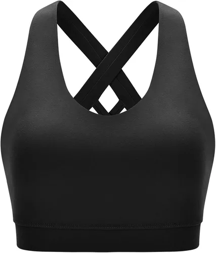 Vista 5 de Sujetadores deportivos para mujer, soporte de alto impacto para yoga, gimnasio, correr, entrenamiento, fitness, tirantes deportivos, con copas