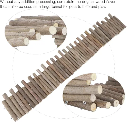 Vista 5 de Ejoyous Puente de madera para hámster, escalera de madera, valla de hámster, escondite, jaula, juguetes de escalada para hámsters sirios, jerbos